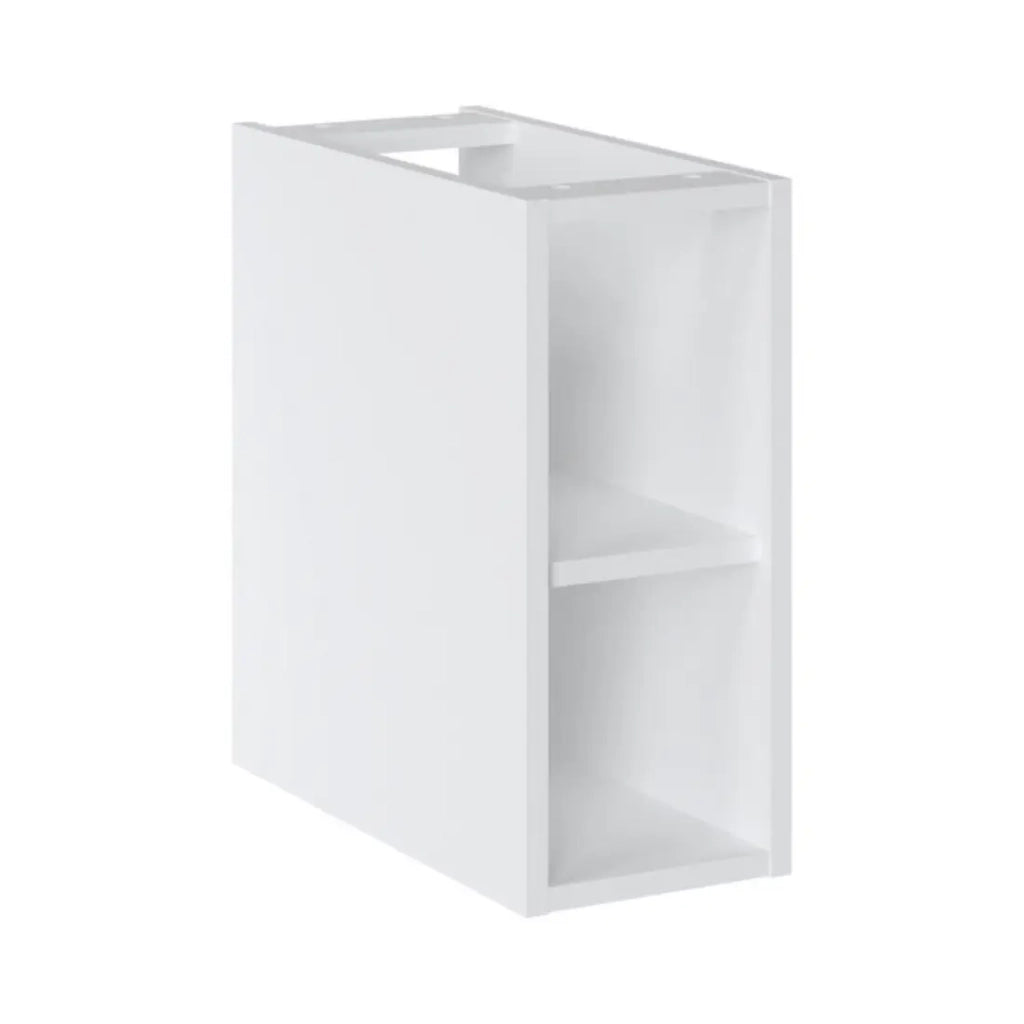 Set ICON bianco: mobili sottolavabo 140cm con nicchie visibili + due lavabi da appoggio blu + specchio + LED + colonna