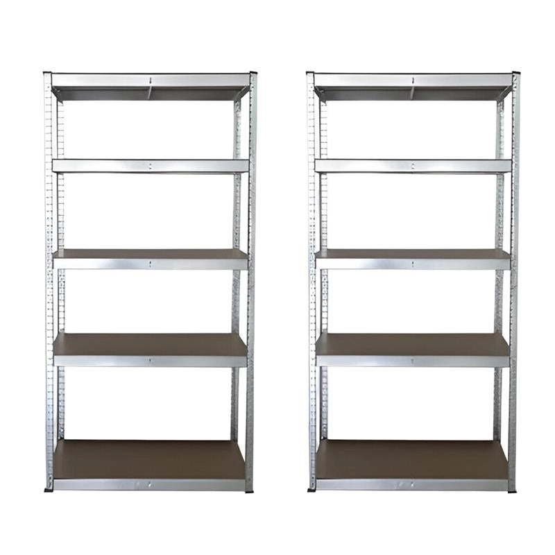 SET 2 SCAFFALI IN METALLO ZINCATO CON PIANI IN TRUCIOLATO 90 X 40 X H176 CM
