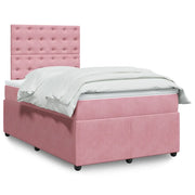 Giroletto a Molle con Materasso Rosa 120x190 cm in Velluto 3292303