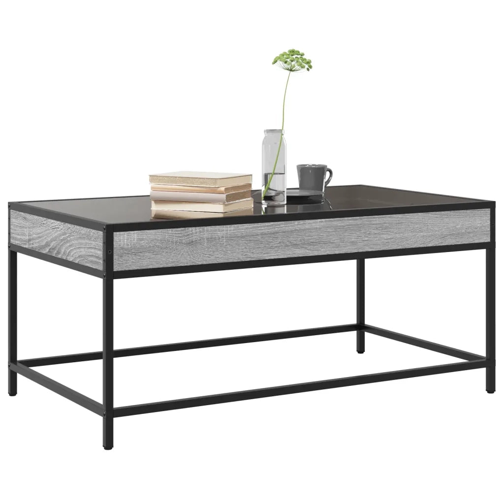 Tavolino da Salotto con LED Infinity-Tavolino da soggiorno Grigio Sonoma 90x50x41 cm