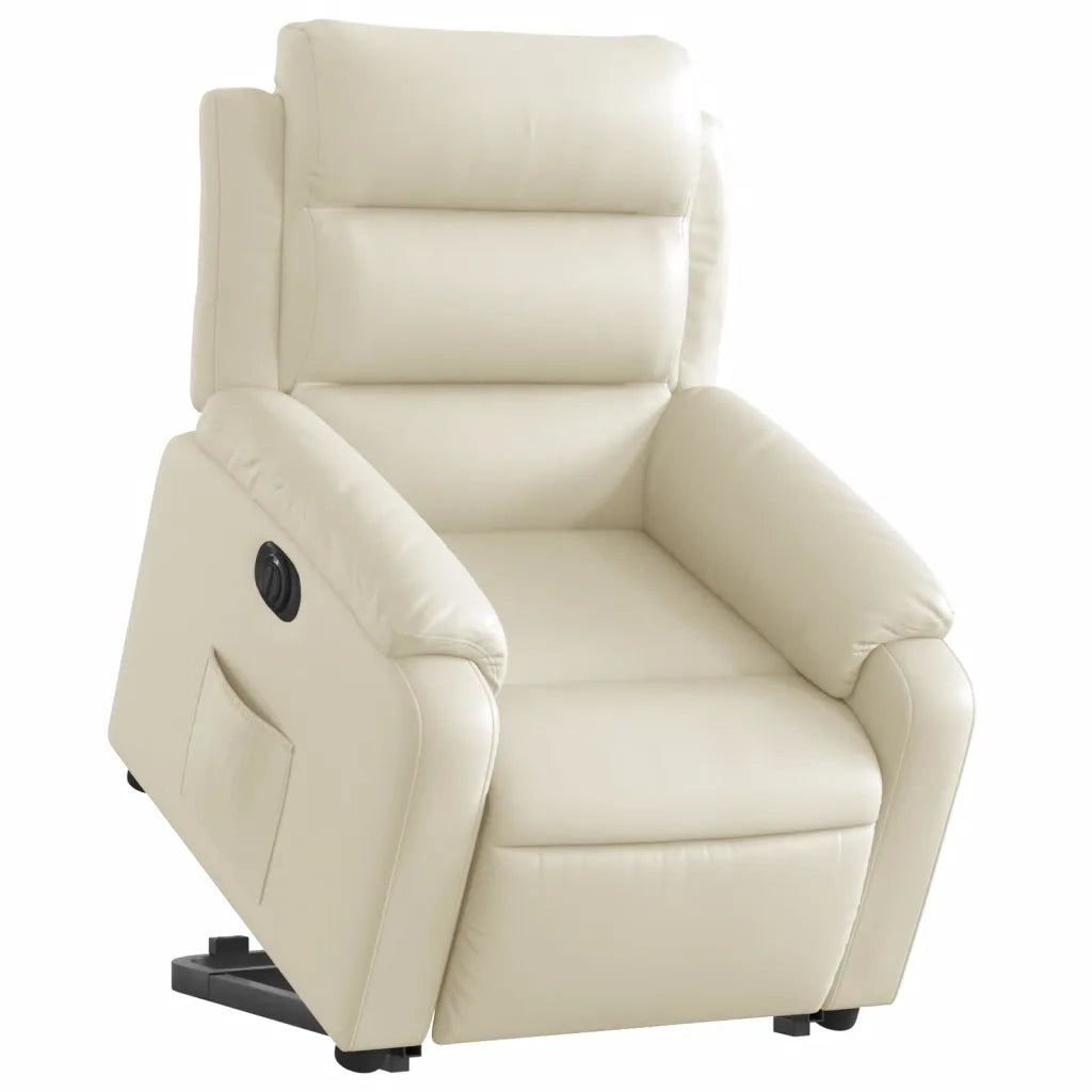 Poltrona Alzapersona Reclinabile Crema in Similpelle 3205057