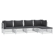 Mobili da giardino mobili da esterno set di mobili con cuscini 5 pezzi acciaio bianco 02_0018307