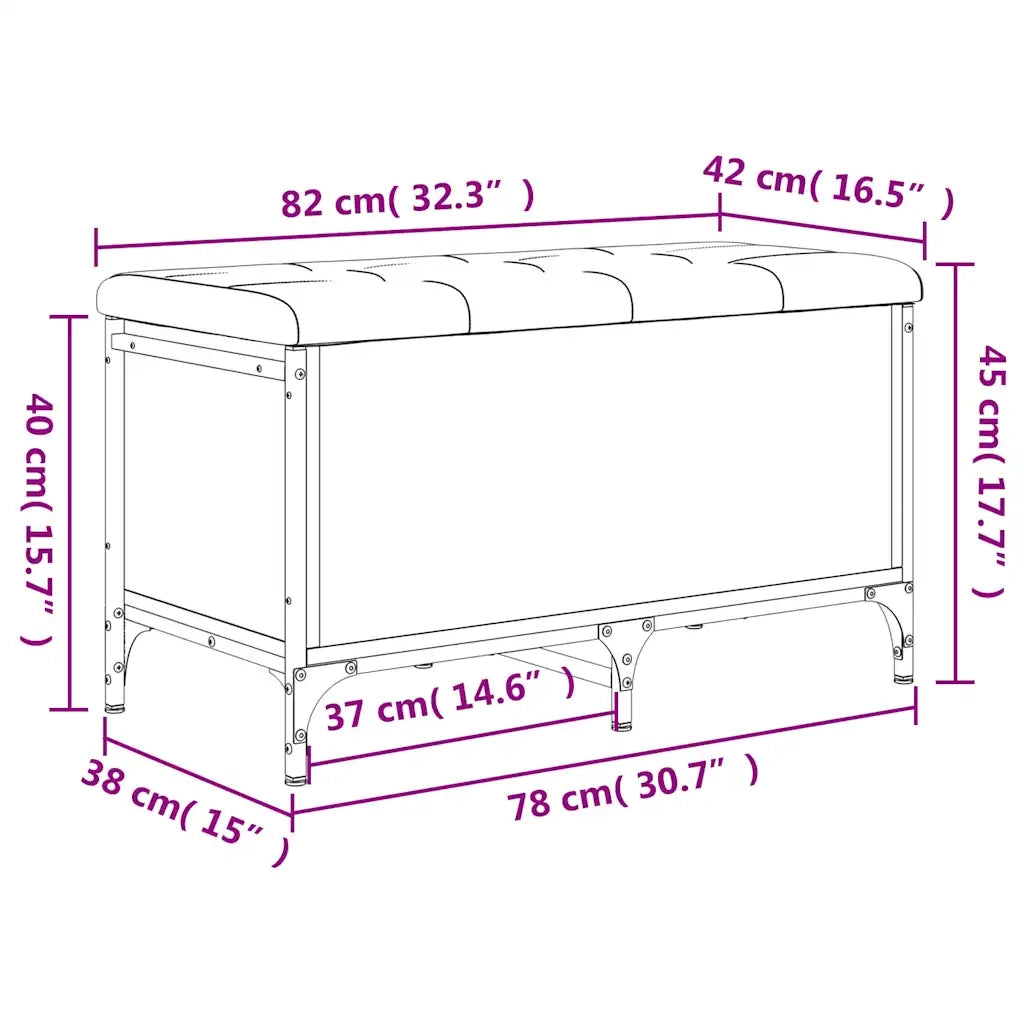 Panca Portaoggetti Nera 82x42x45 cm in Legno Multistrato 835142