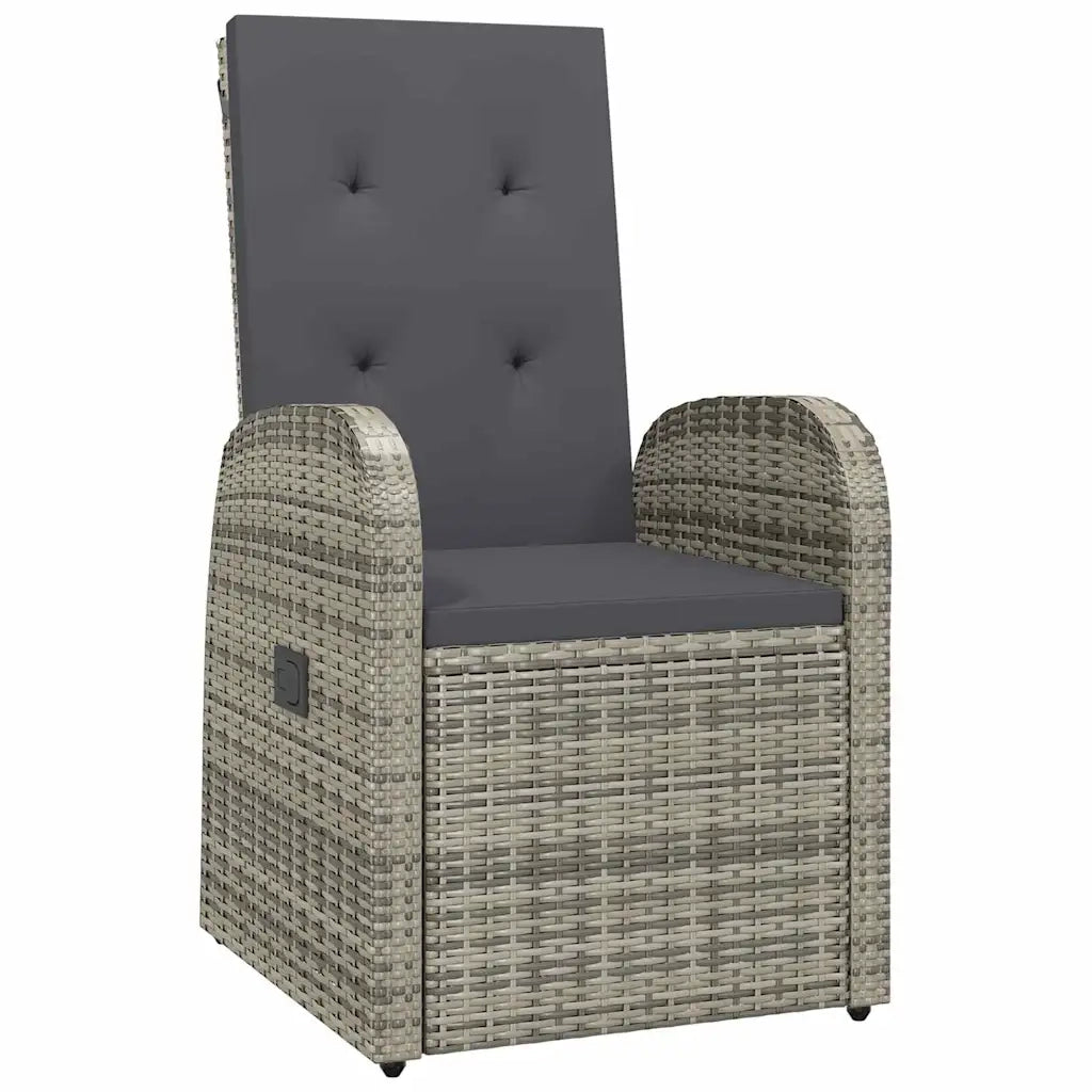 Set da Pranzo per Giardino con cuscino 5 pcs Grigio polyrattan