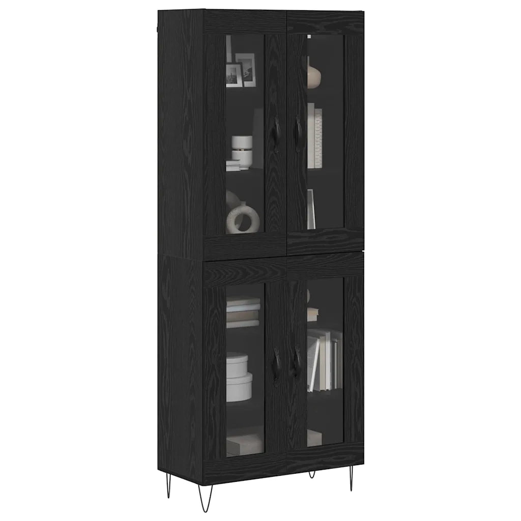 Credenza-Buffet-Armadio da cucina Rovere Nero 69,5 x 34 x 180 cm Legno multistrato 497774