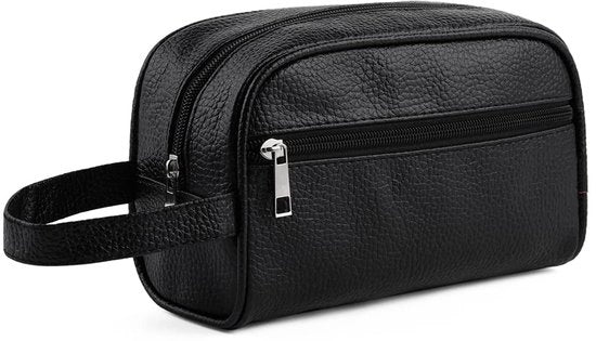Borsa a Mano per Uomo e Donna, Piccola Borsa Soft per la Spalla, Borsa per Viaggio, Borsa per Trucco Donna, Nero