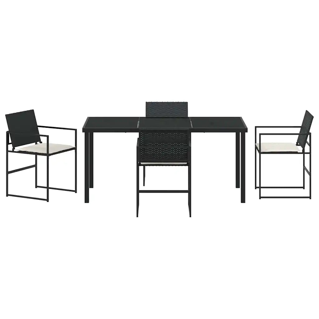 Set da Pranzo per Giardino 5 pcs Nero