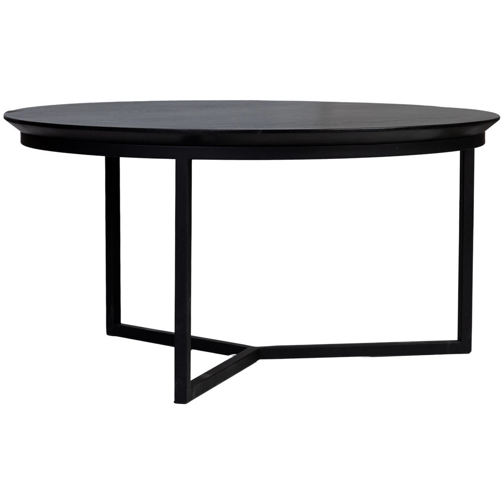 Tavolino, piano in legno di mango nero e gambe in ferro 80x80x40h cm