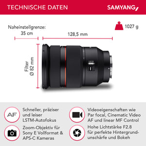 Set Obiettivo zoom fotografico AF 24-70mm e Lens Station, per Sony E mount – Autofocus, full frame e APS-C, intensità luminosa F2.8, per fotocamere Alpha A9 A7 A7C A7C II A7C R A6000
