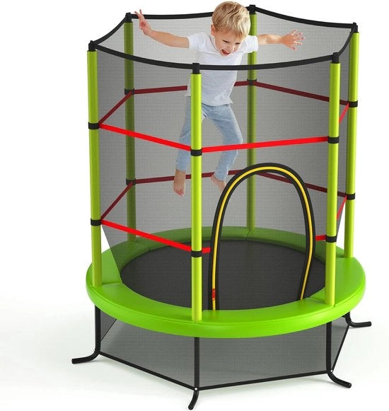Trampolino 165 cm con rete di sicurezza, trampolino per interni, trampolino per esterni per allenamento e divertimento, trampolino per bambini dai 3 ai 6 anni