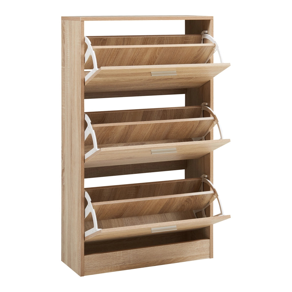 Scarpiera Sykkylven con 3 Contenitori Ribaltabili - Effetto Rovere Sonoma [en.casa]