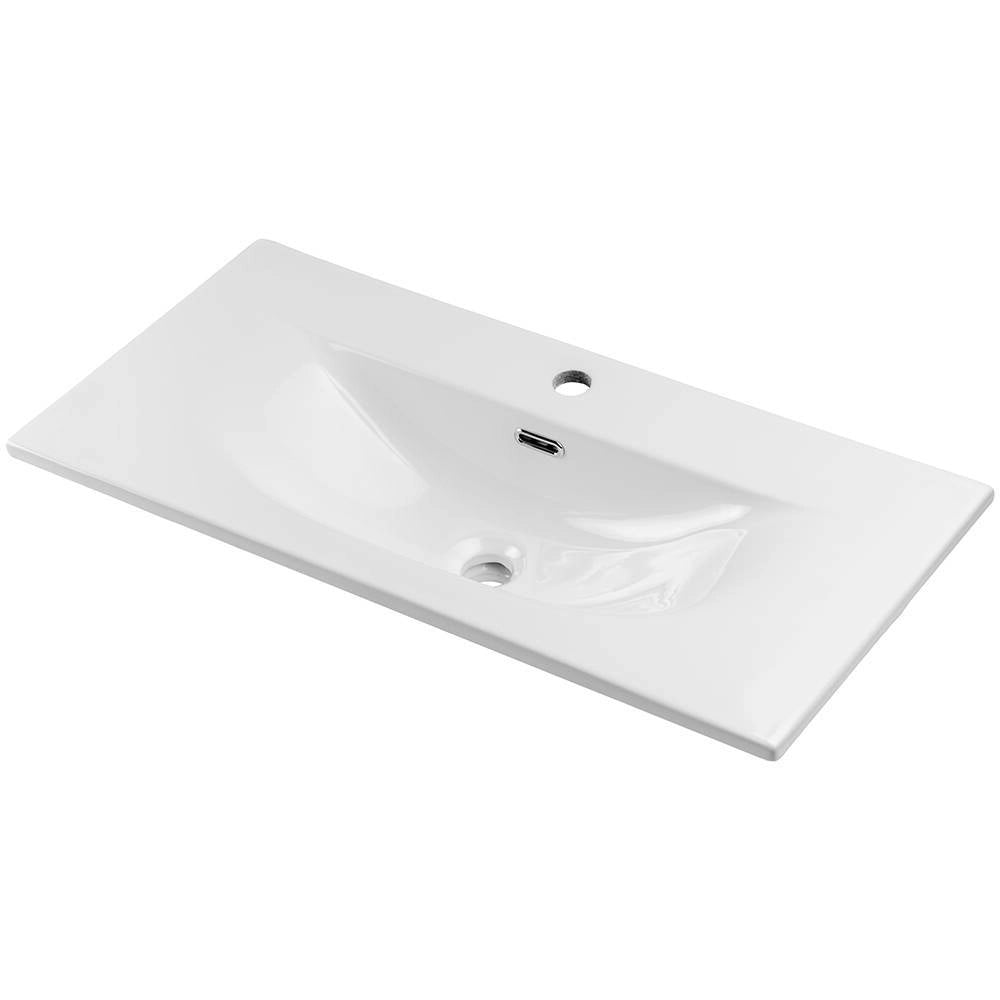 Mobiletto Sottolavabo NEWPORT a 2 Cassetti con Lavabo 80x57x39 cm - Effetto Rovere [en.casa]