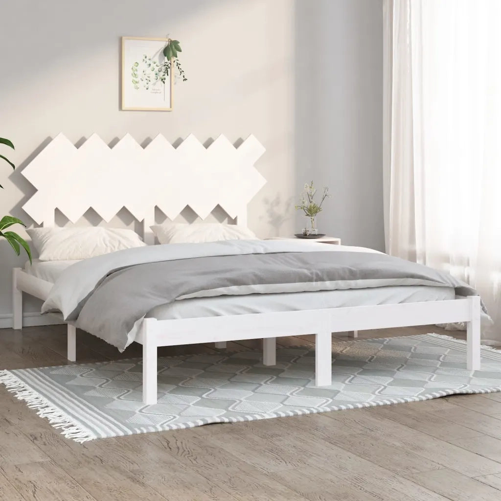 Giroletto-Struttura Letto Bianco 140x190 cm 4FT6 Double in Legno Massello
