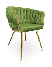 Poltrona in velluto verde pistacchio, sedia imbottita da pranzo – Elise - SDPL39ELPD