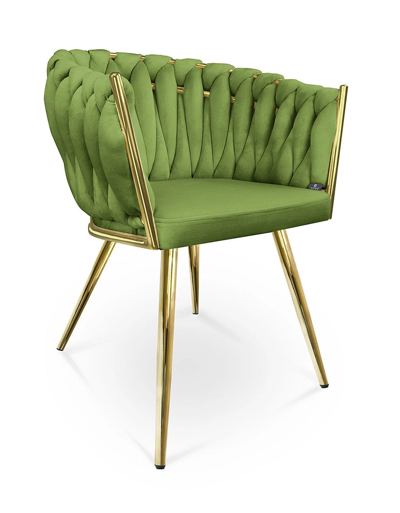 Poltrona in velluto verde pistacchio, sedia imbottita da pranzo – Elise - SDPL39ELPD