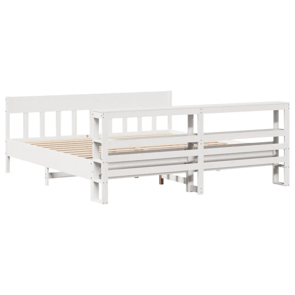 vidaXL Giroletto senza Materasso Bianco 200x200 cm Legno Massello Pino