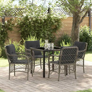 Set da Pranzo per Giardino con cuscino 5 pcs Grigio polyrattan 3380219