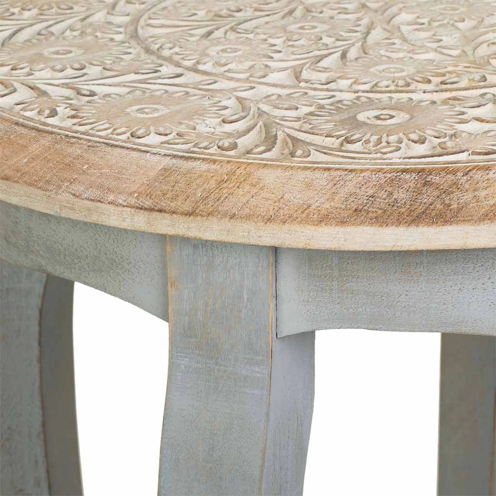 Tavolino da caffè in legno grigio artigianale 45x45x60h cm