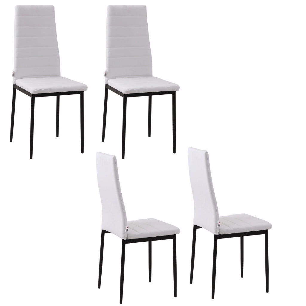 Set 4 Sedie Imbottite da Pranzo ¨C Zephmum ¨C Bianco, Metallo, Tessuto