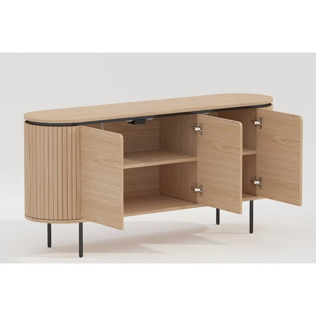 Buffet 160 cm 3 porte rovere chiaro e nero – Collezione SÖREN