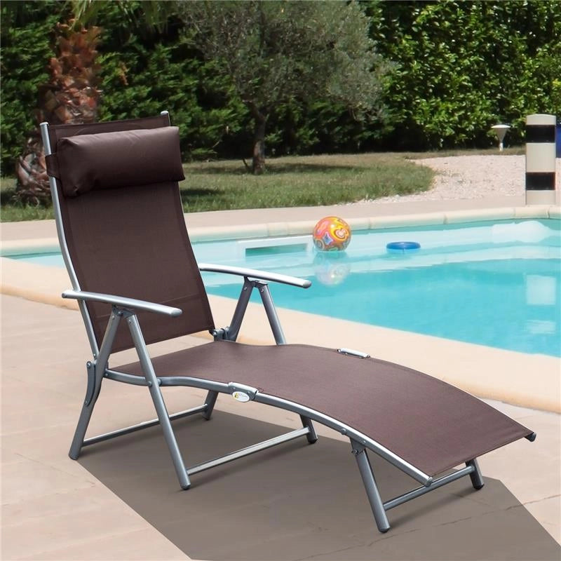 SDRAIO PRENDISOLE RELAX RECLINABILE PIEGHEVOLE CON CUSCINO GIARDINO MARRONE