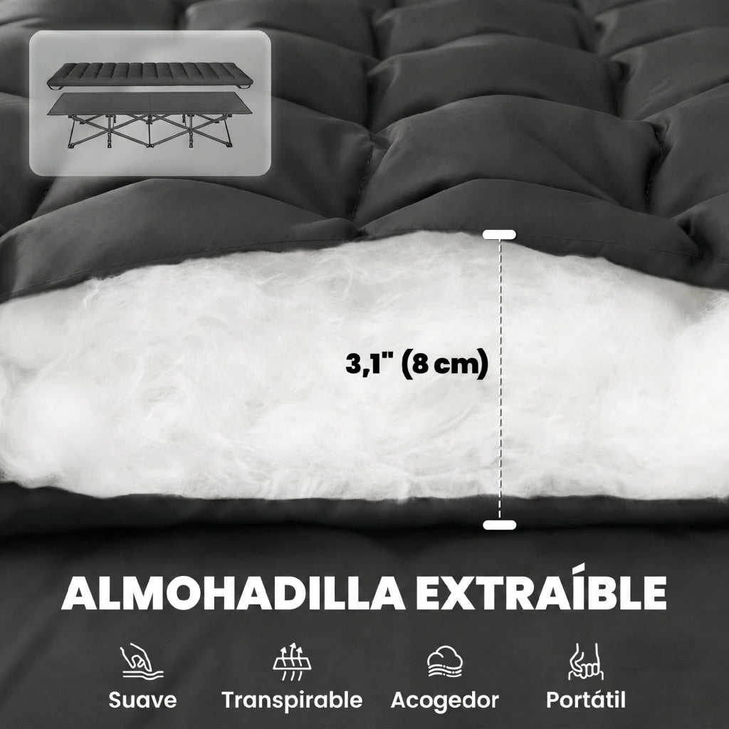 Letto Pieghevole con Materasso Oxford 600D e Testiera ¨C Zephmum ¨C 200 kg Nero