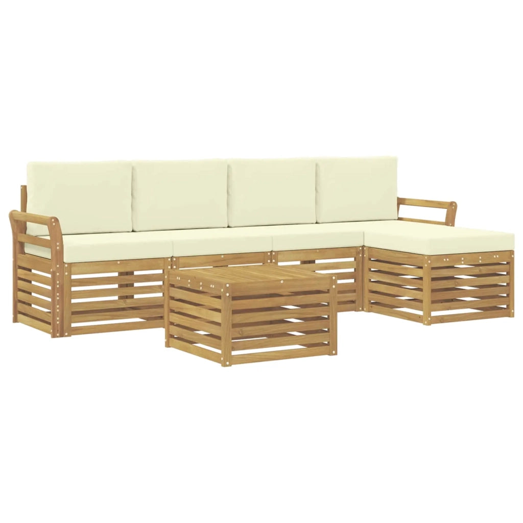 Set di divani da esterno 6 pcs Bianco e Crema 59 x 59 x 37 cm 3391715