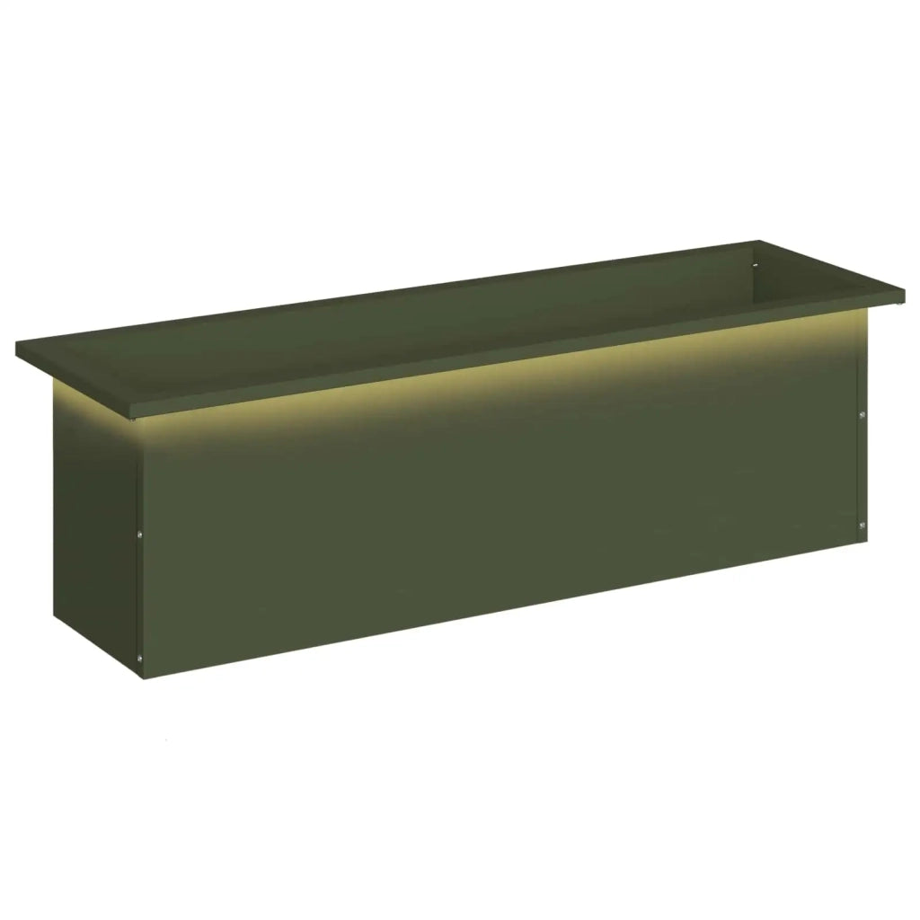 Fioriera da giardino con LED Verde Oliva 30 x 100 x 30 cm 8008118