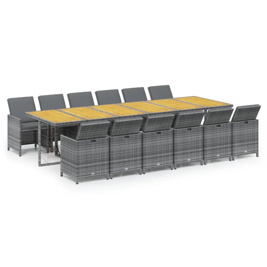 vidaXL Set da Pranzo per Giardino 13 pz con Cuscini Polyrattan Grigio
