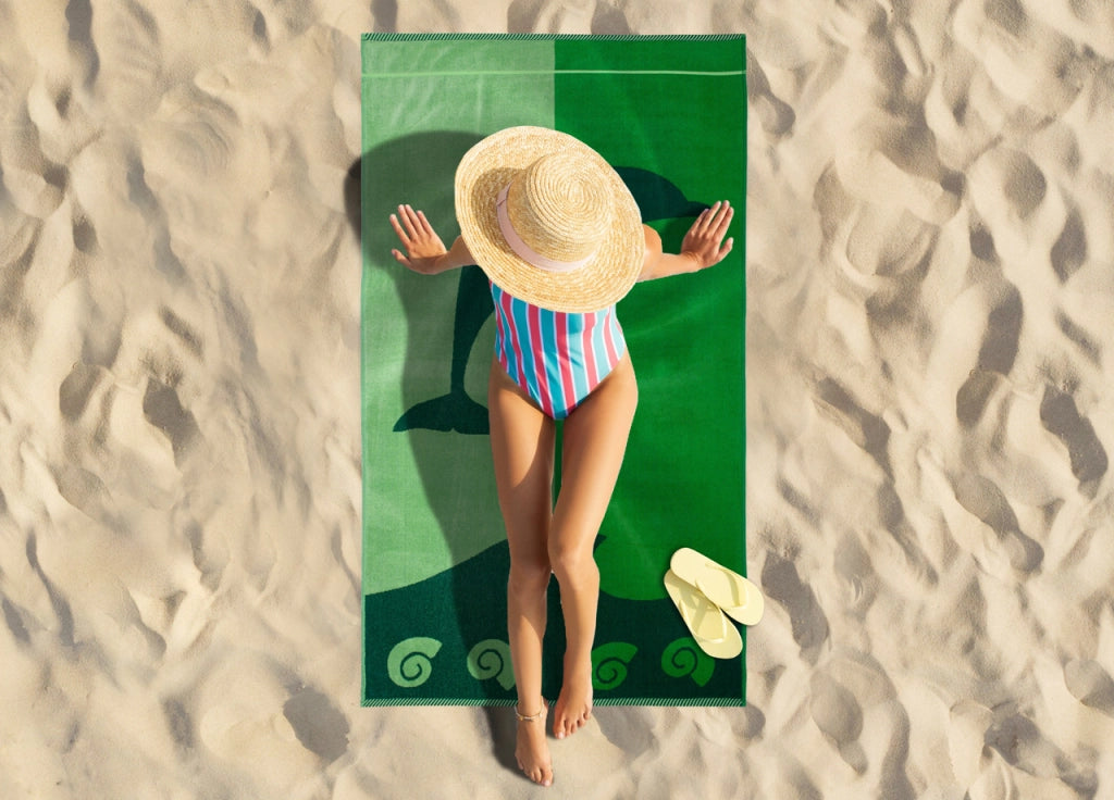 Telo Mare Jacquard Spugna Asciugamano Spiaggia Disegno Flipper - Telo Mare - Verde