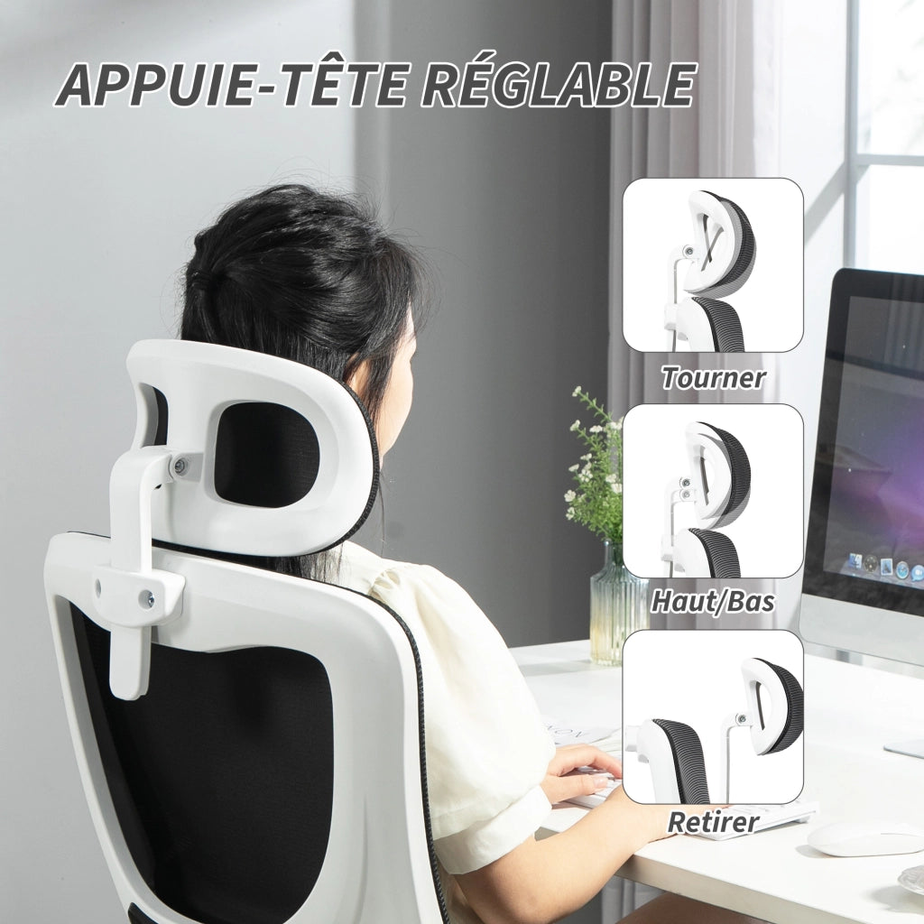 Sedia da ufficio girevole 360¡ã con poggiatesta e schienale regolabile ¨C zephmum ¨C nero
