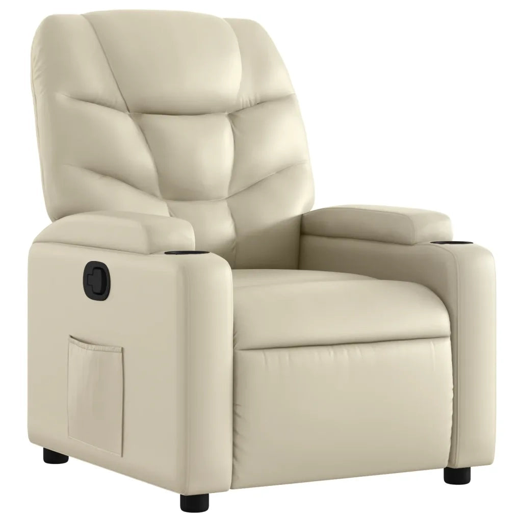 Divano Sedia-Poltrona Reclinabile Crema in Similpelle 616026