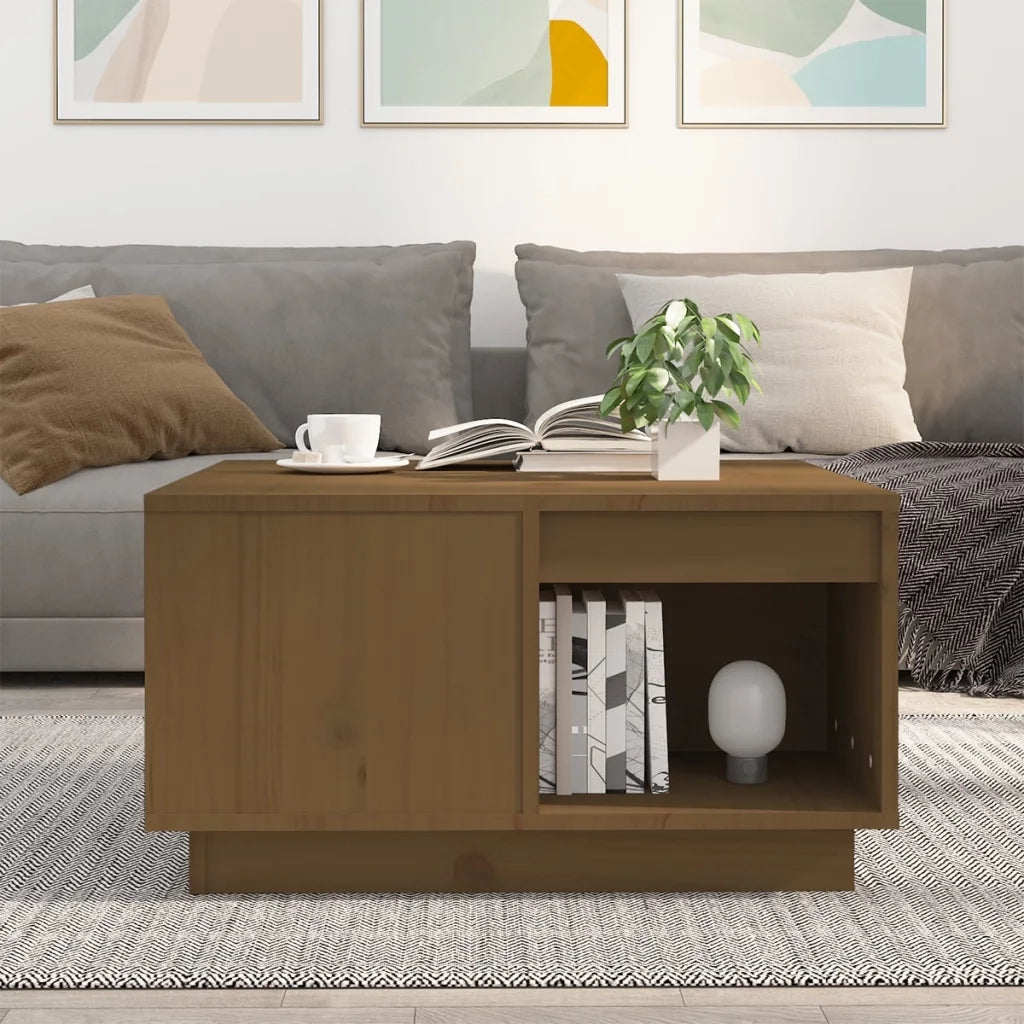 Tavolino da salotto | Tavolino da caff¨¨ | Tavolino da Soggiorno ambra 60x61x32,5 cm Legno Massello di Pino