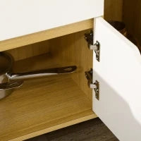 Mobiletto per Microonde con Ripiano Aperto, Armadietti e Cassetto, 90x40x98.5cm Bianco e Legno