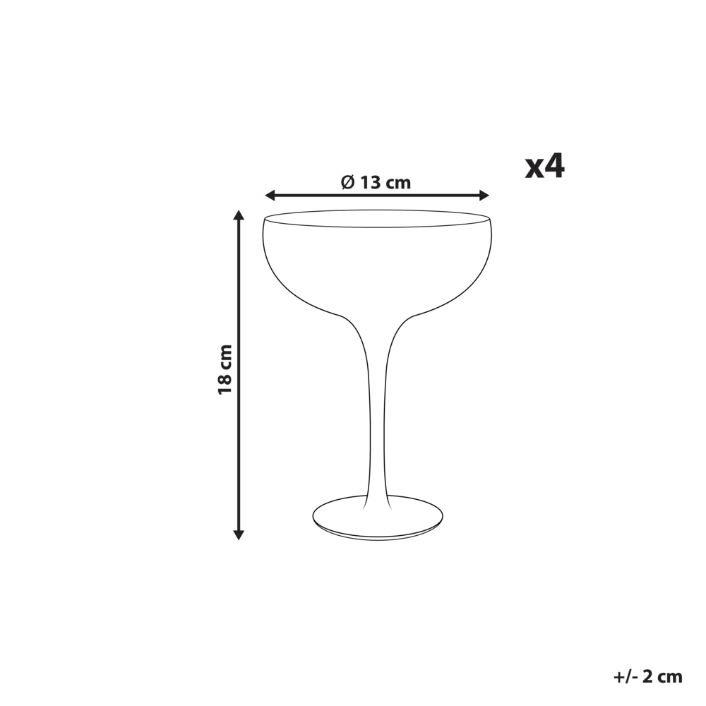 Set di 4 coppe da champagne sin vetro soffiato a mano con bordo dorato 45 cl aperitivo in casa