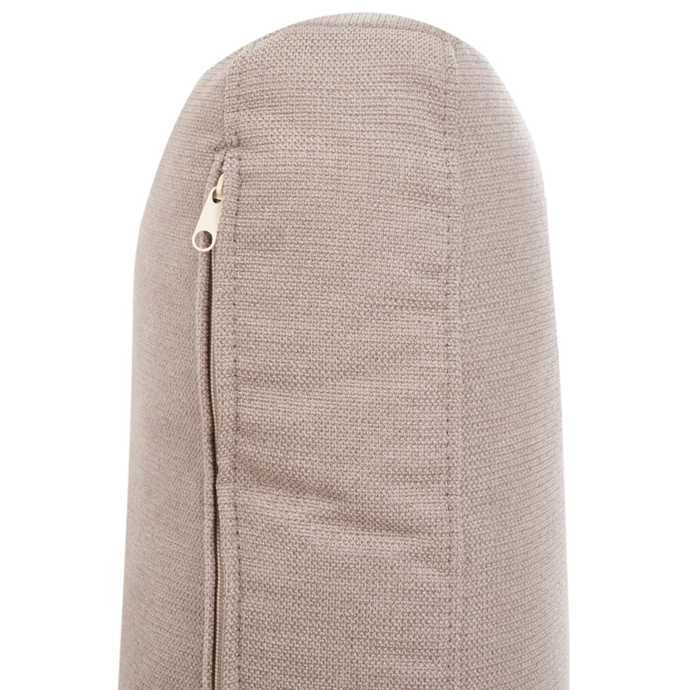 Divano moderno ad angolo con gambe in plastica in tessuto beige chiaro lato sinistro