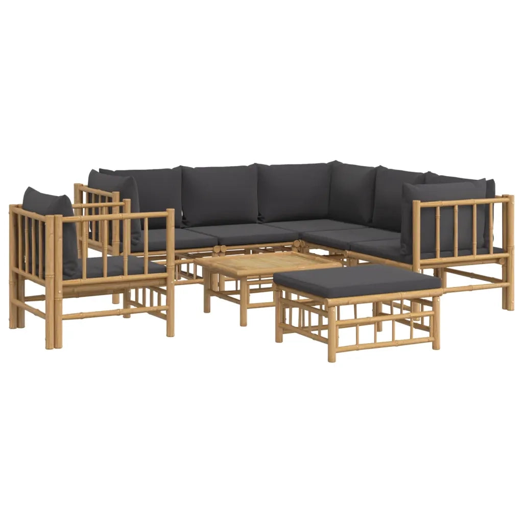 Set Salotto da Giardino 8pz con Cuscini Grigio Scuro BambÃ¹
