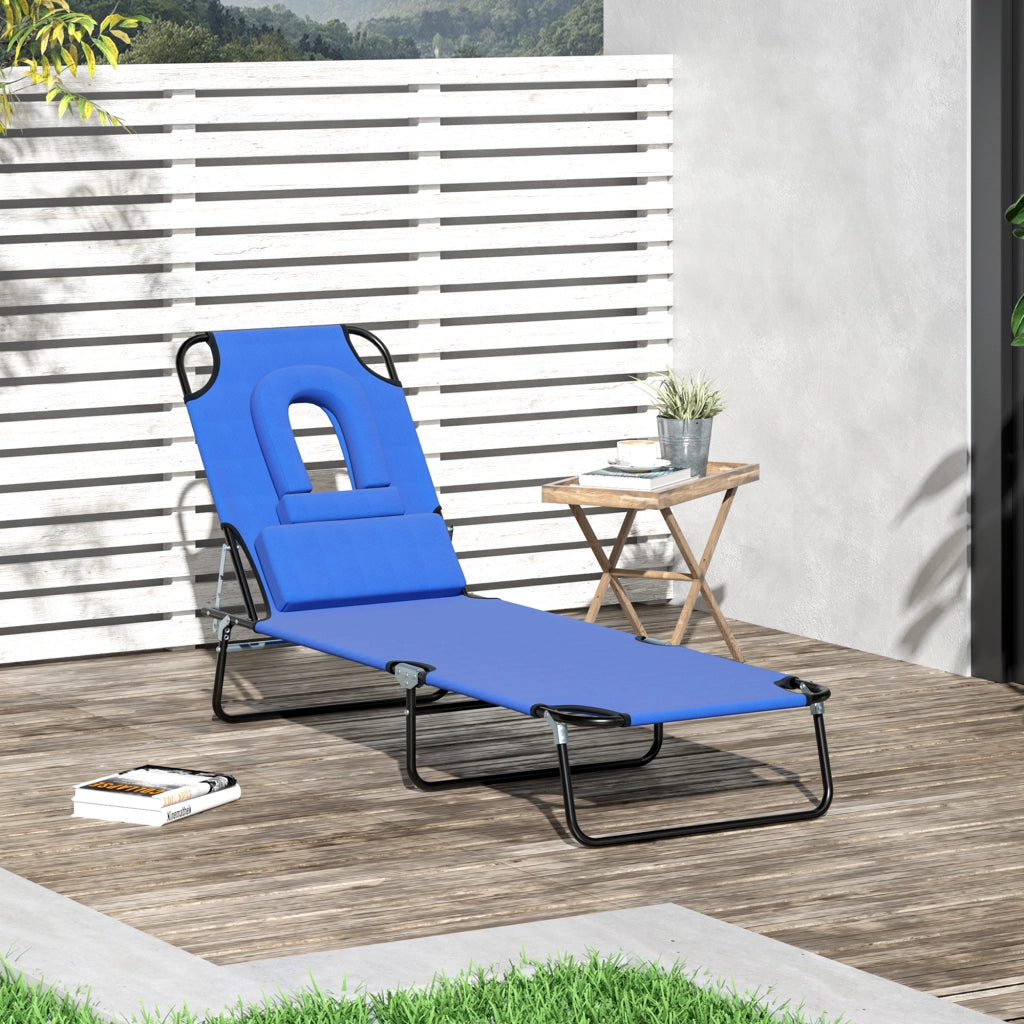 Chaise Longue Pieghevole con 3 Cuscini ¨C zephmum ¨C Blu