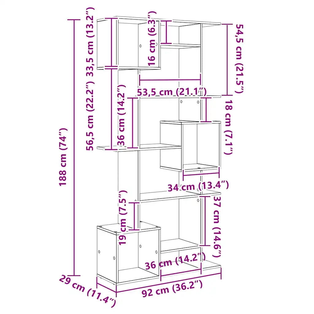 vidaXL Armadio per Libri Rovere nero 92 x 29 x 188 cm
