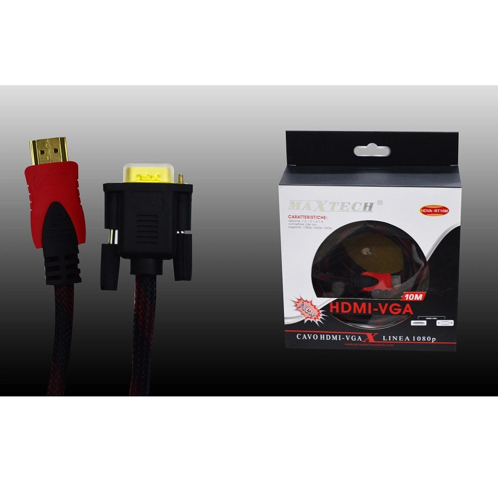 Trade Shop - Cavo Video Retinato Da Hdmi A Vga Linea 1080p Da 10 Metri Maxtech Hdva-rt10m -
