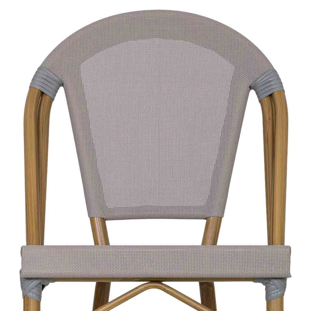 Sgabello alto grigio con sgabellino in rotin, 47x56x116 cm