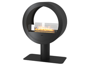 Camino a Bioetanolo da Pavimento 72,5x100x37,5 cm Incyrcle 2Side Stand Nero con Vetro