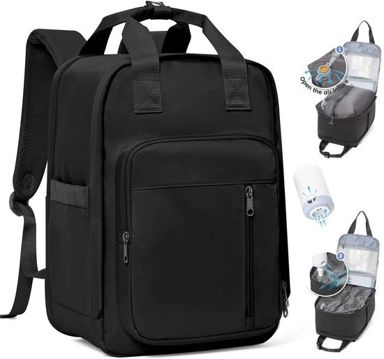 Borsa a vuoto per viaggiatore con sistema di vuoto per bagagli a mano, zaino a vuoto per donne con sacco a vuoto e compressore per viaggi, borsa a vuoto per bagagli con pompa impermeabile per uomini