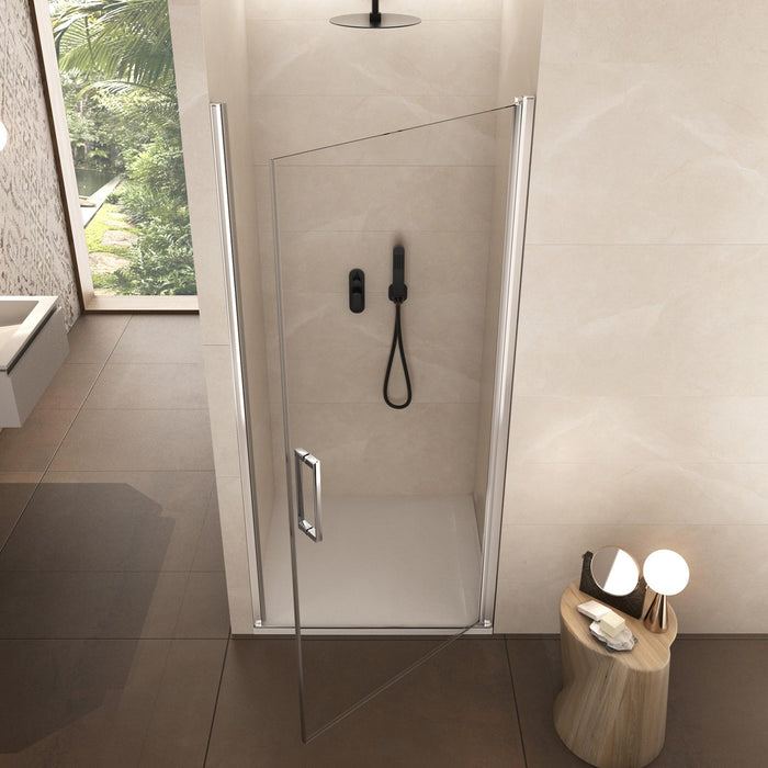 Porta Parete Doccia 1 Anta Batttente in Cristallo Trasparente 6mm H195 Bonussi Alexia 70 cm