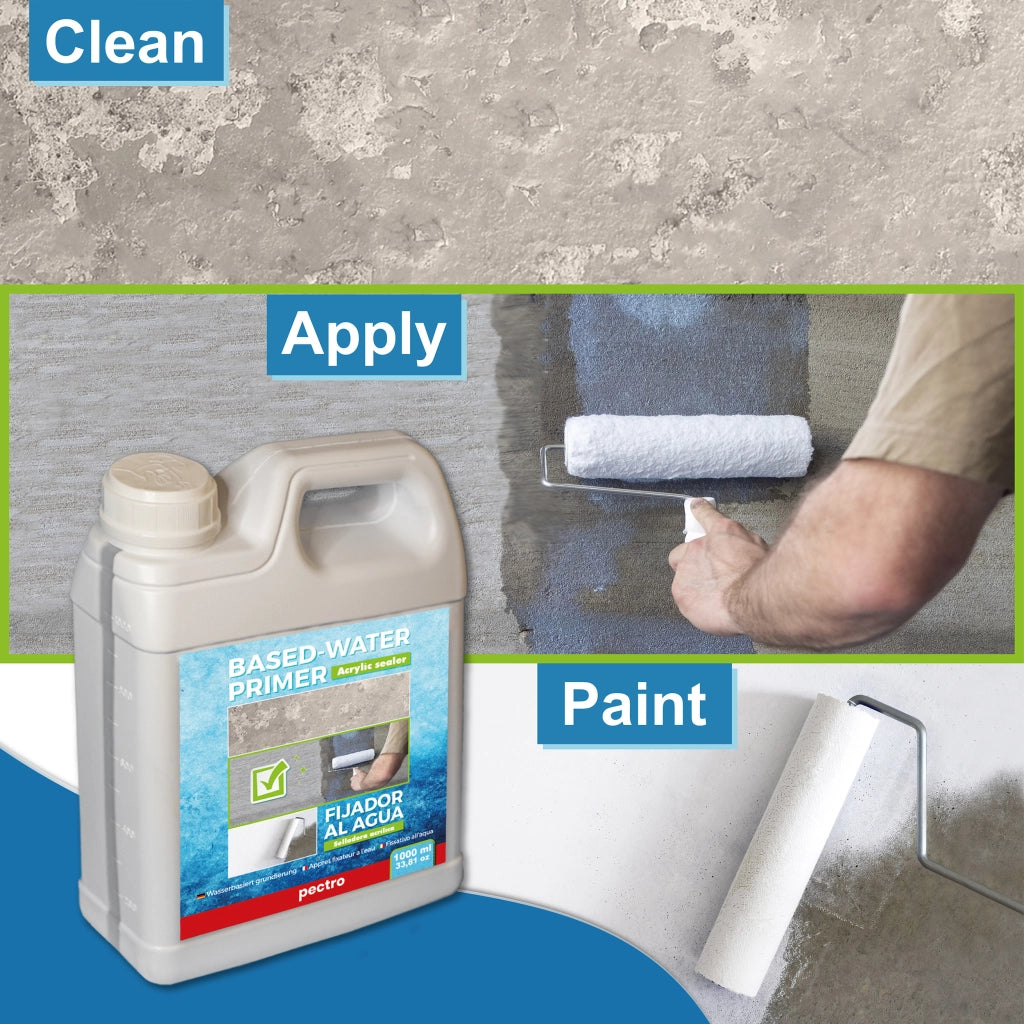 Fissativo Acrilico all’aqua per Muri Interni ed Isterni 1000ml - Primer Aggrapante per Muro - Primer per Pittura