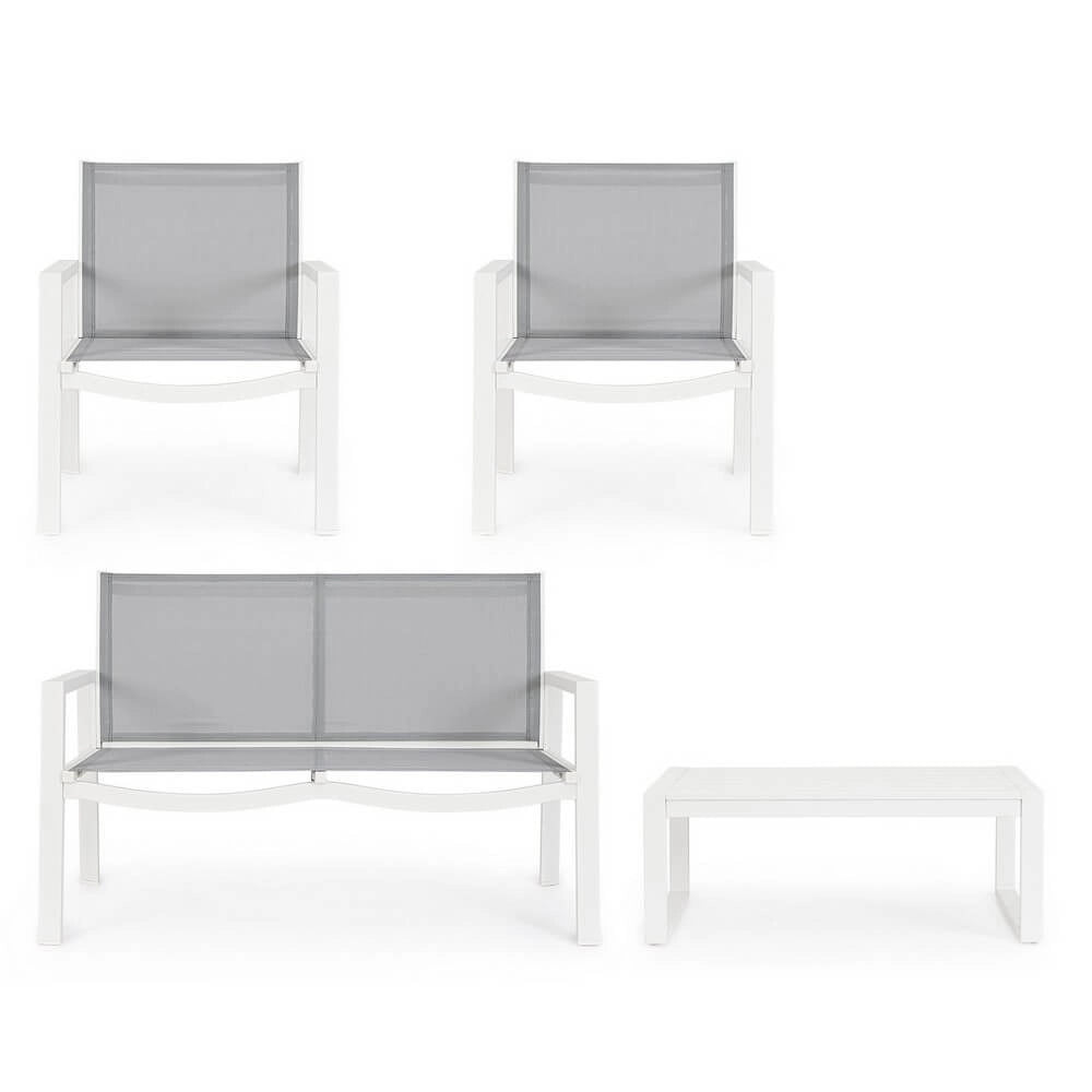 Set da 4 pezzi salotto da giardino in alluminio e textilene - QUIETUDE