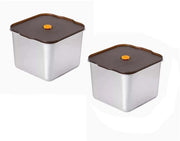 Set da conservazione 2 pezzi, contenitore in acciaio inossidabile con chiusura, grande contenitore per spezie con chiusura, contenitore di magazzino, resistente al lavastoviglie/forno (senza chiusura)/congelatore (2 x 3000 ml)