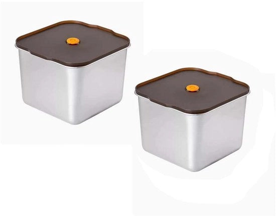 Set da conservazione 2 pezzi, contenitore in acciaio inossidabile con chiusura, grande contenitore per spezie con chiusura, contenitore di magazzino, resistente al lavastoviglie/forno (senza chiusura)/congelatore (2 x 3000 ml)