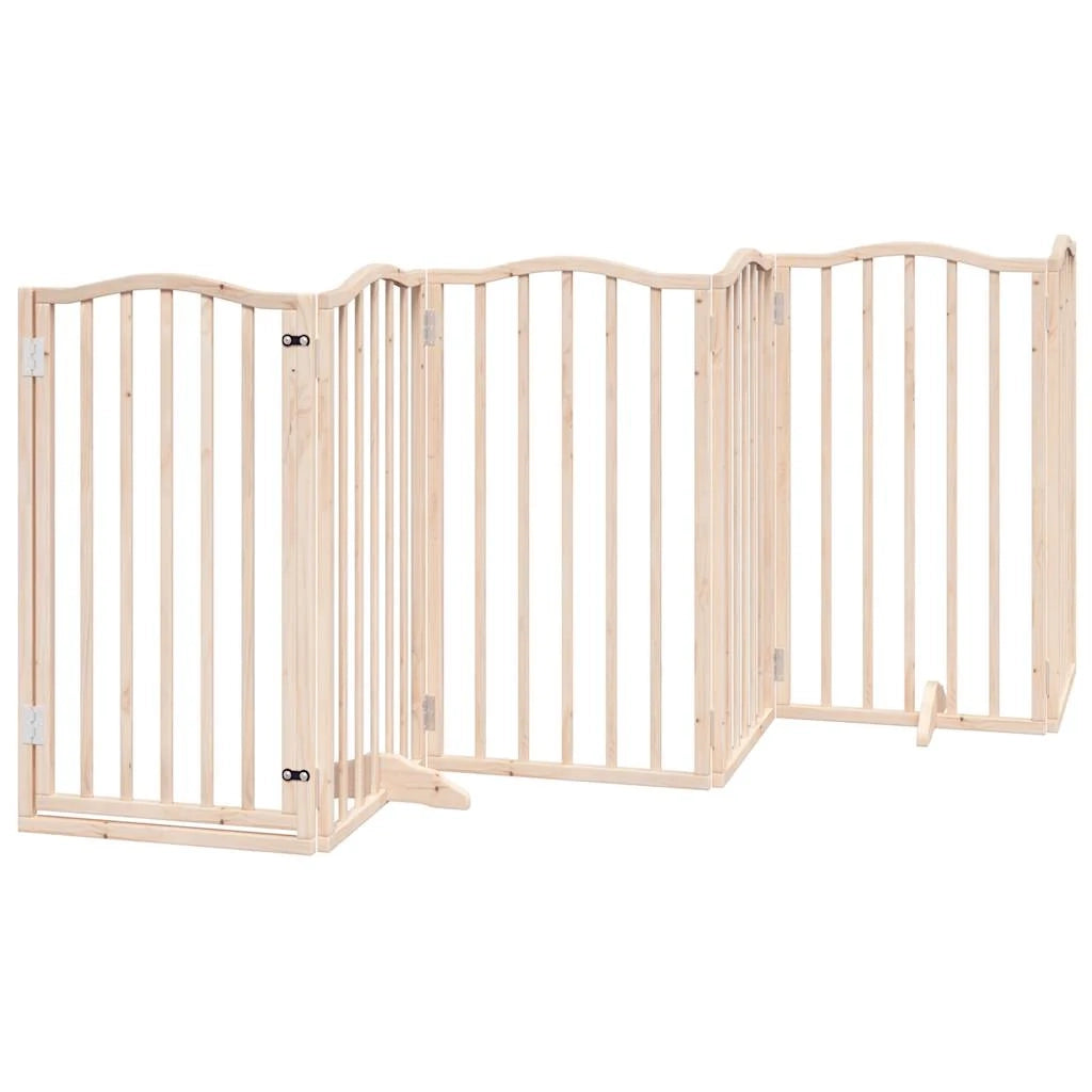 Cancelletto di sicurezza per animali domestici porta pieghevole 15 pannelli legno di pioppo marrone 02_0023194