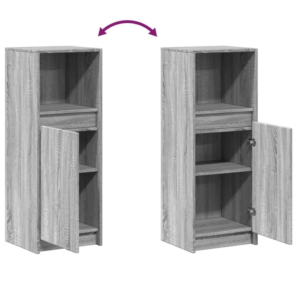 Buffet credenza cassettiera armadio mobile contenitore organizer per cucina soggiorno salotto con illuminazione a LED rovere Sonoma 38 x 34 x 100 cm legno ingegnerizzato grigio 02_0029818